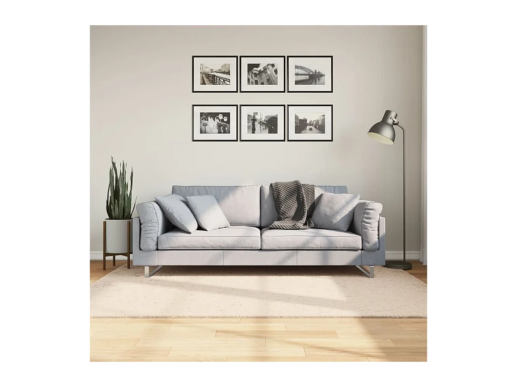 Tapis HUARTE à poils courts doux et lavable beige 140x200 cm QBH70434