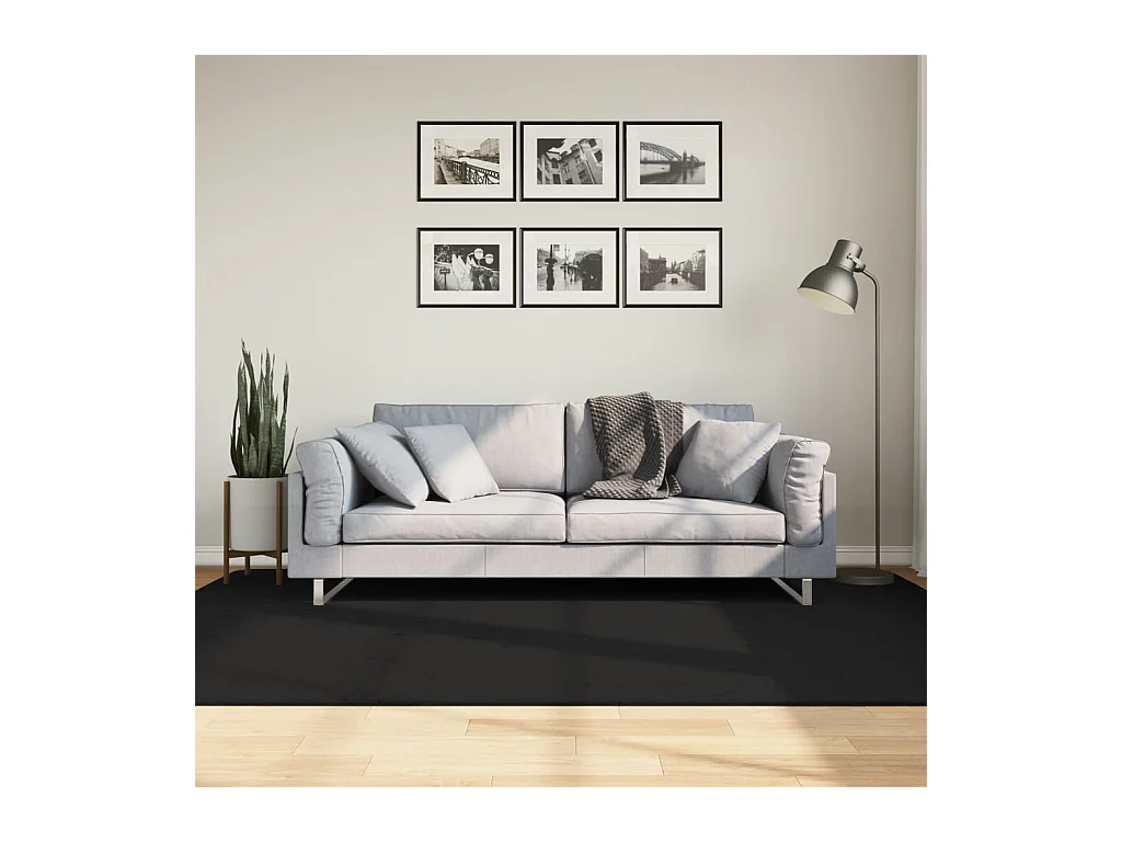 Tapis HUARTE à poils courts doux et lavable noir 160x230 cm QBH56862