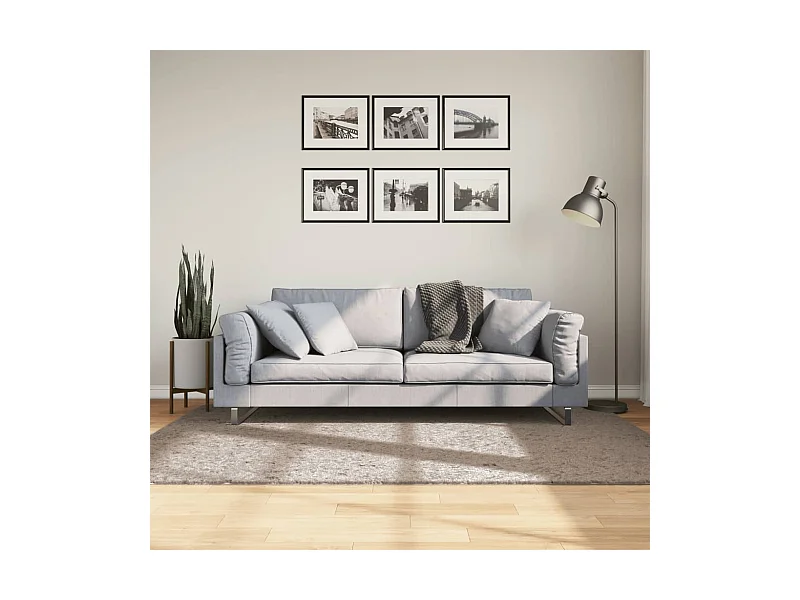 Tapis shaggy à poils longs moderne beige 140x200 cm QBH75307