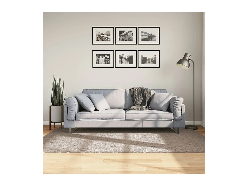 Vloerkleed PAMPLONA shaggy hoogpolig modern 140x200 cm beige NL320688