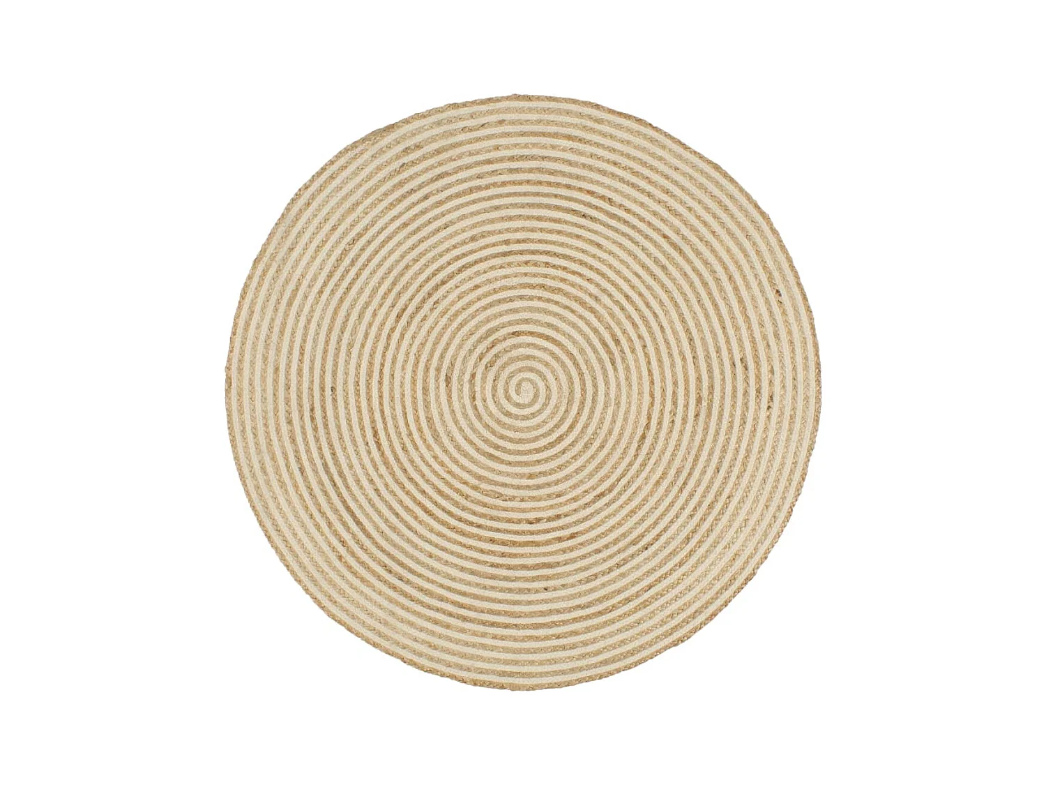 Tapis fait à la main Jute avec design de spirale Blanc 90 cm QBH35322