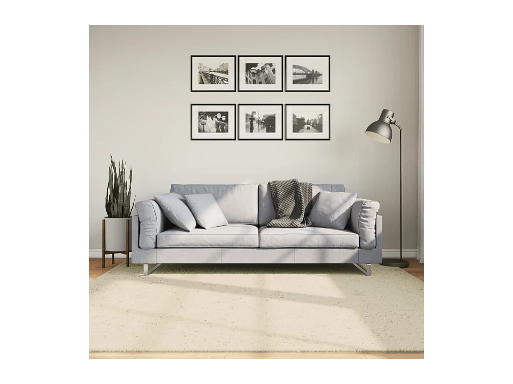 Tapis HUARTE à poils courts doux et lavable crème 200x200 cm QBH82291
