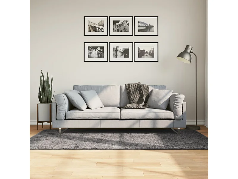 Tapis HUARTE à poils courts doux lavable anthracite 100x200 cm QBH63096