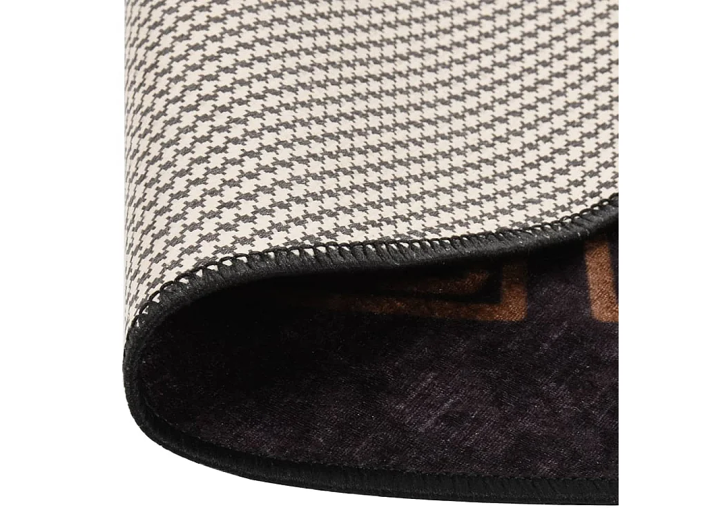 Tapis lavable antidérapant φ120 cm Noir et doré QBH49703