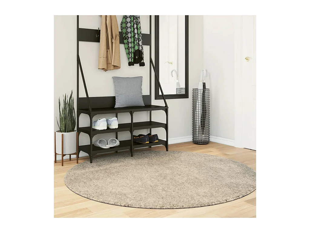 Tapis ISTAN à poils longs aspect brillant beige Ø 160 cm QBH24339