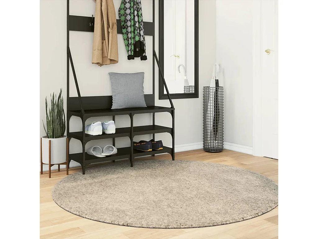 Tapis ISTAN à poils longs aspect brillant beige Ø 160 cm QBH24339