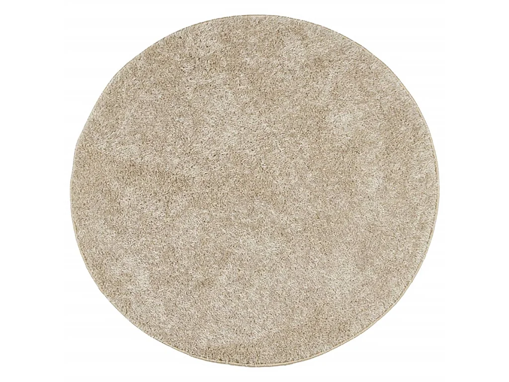 Tapis ISTAN à poils longs aspect brillant beige Ø 160 cm QBH24339