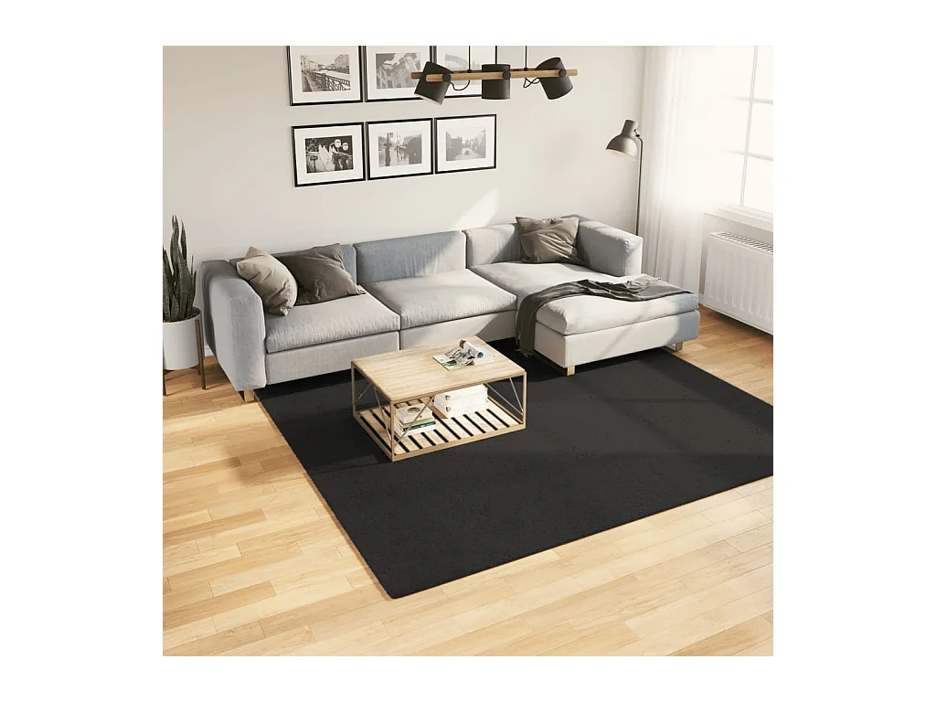 Tapis HUARTE à poils courts doux et lavable noir 240x240 cm QBH23396