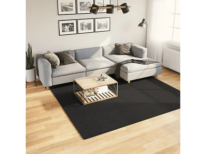 Tapis HUARTE à poils courts doux et lavable noir 240x240 cm QBH23396