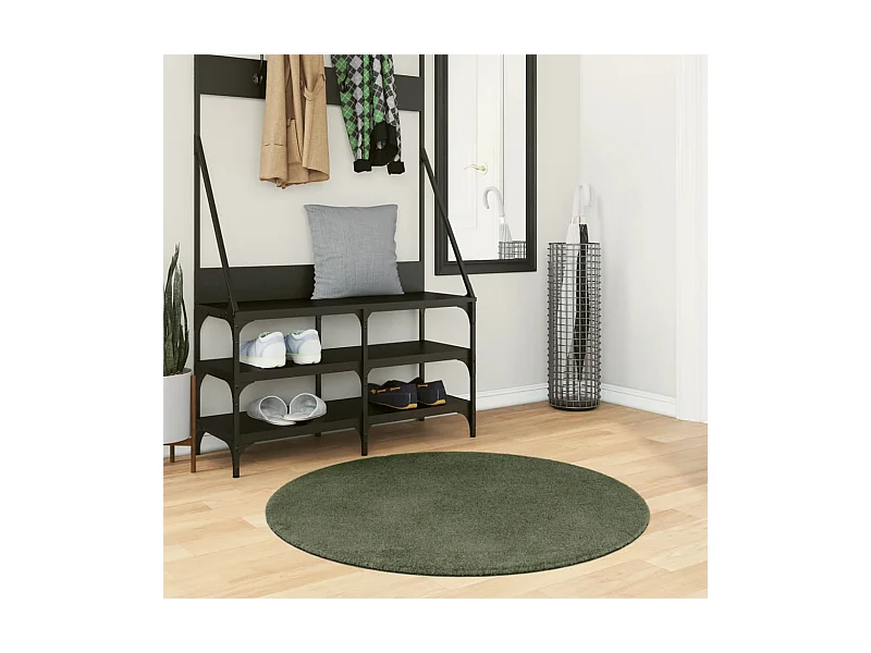 Tapis HUARTE à poils courts doux et lavable vert forêt Ø 100 cm QBH18999