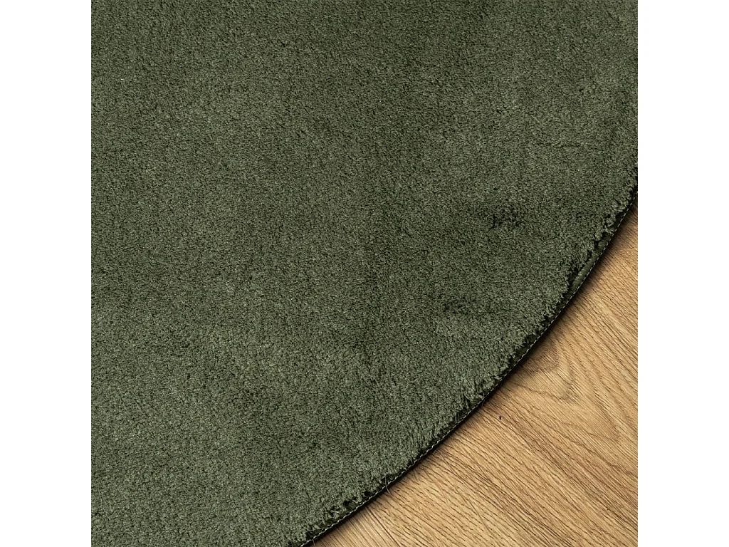 Tapis HUARTE à poils courts doux et lavable vert forêt Ø 100 cm QBH18999