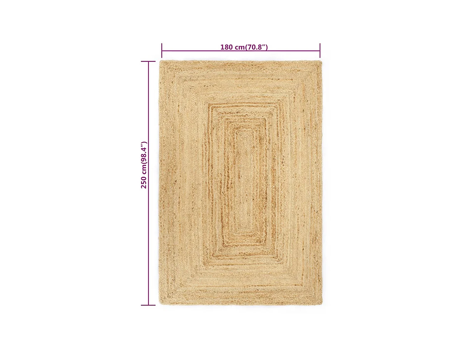 Tapis fait à la main Jute 180x250 cm QBH82754