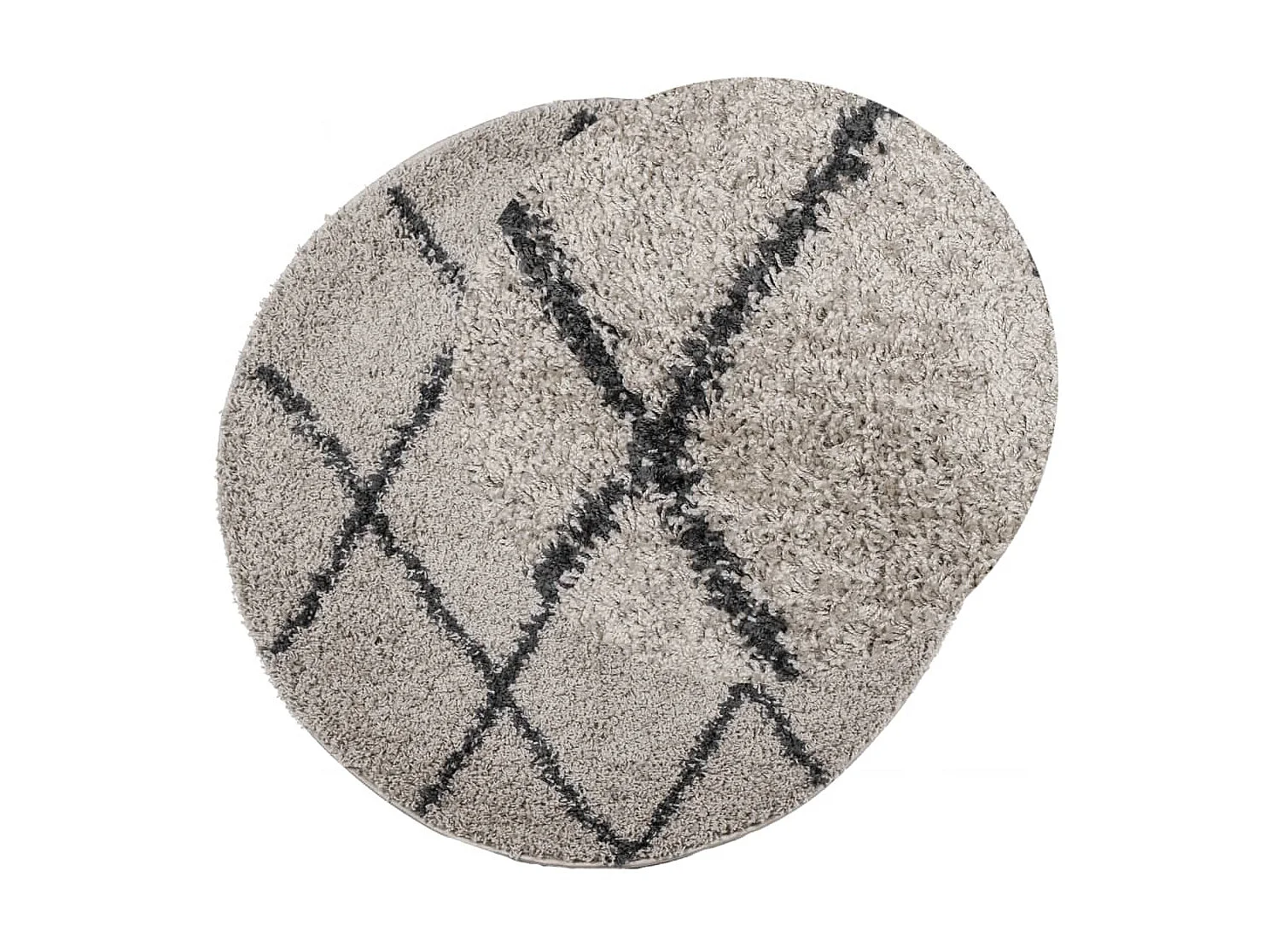 Tapis shaggy à poils longs moderne beige et anthracite Ø 120 cm QBH94772