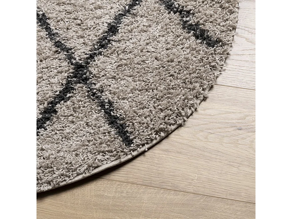 Tapis shaggy à poils longs moderne beige et anthracite Ø 120 cm QBH94772