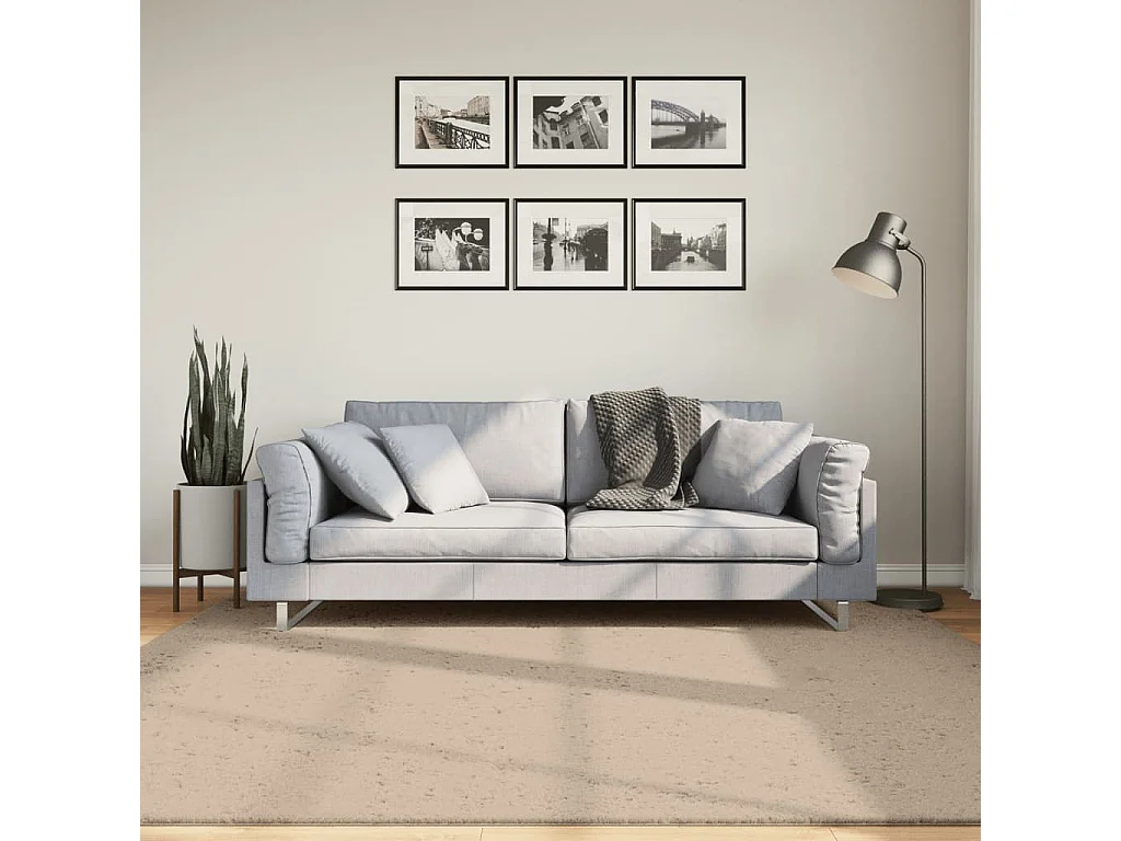 Tapis HUARTE à poils courts doux et lavable sable 200x200 cm QBH74885