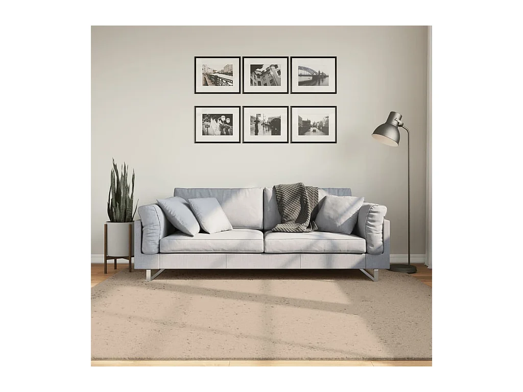 Tapis HUARTE à poils courts doux et lavable sable 200x200 cm QBH74885
