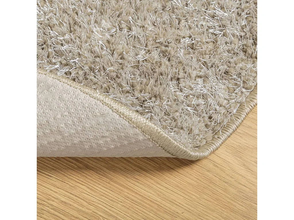 Tapis ISTAN à poils longs aspect brillant beige Ø 80 cm QBH78826