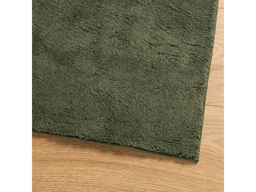 Tapete pelo curto macio lavável HUARTE 80x150 cm verde-floresta PT961321