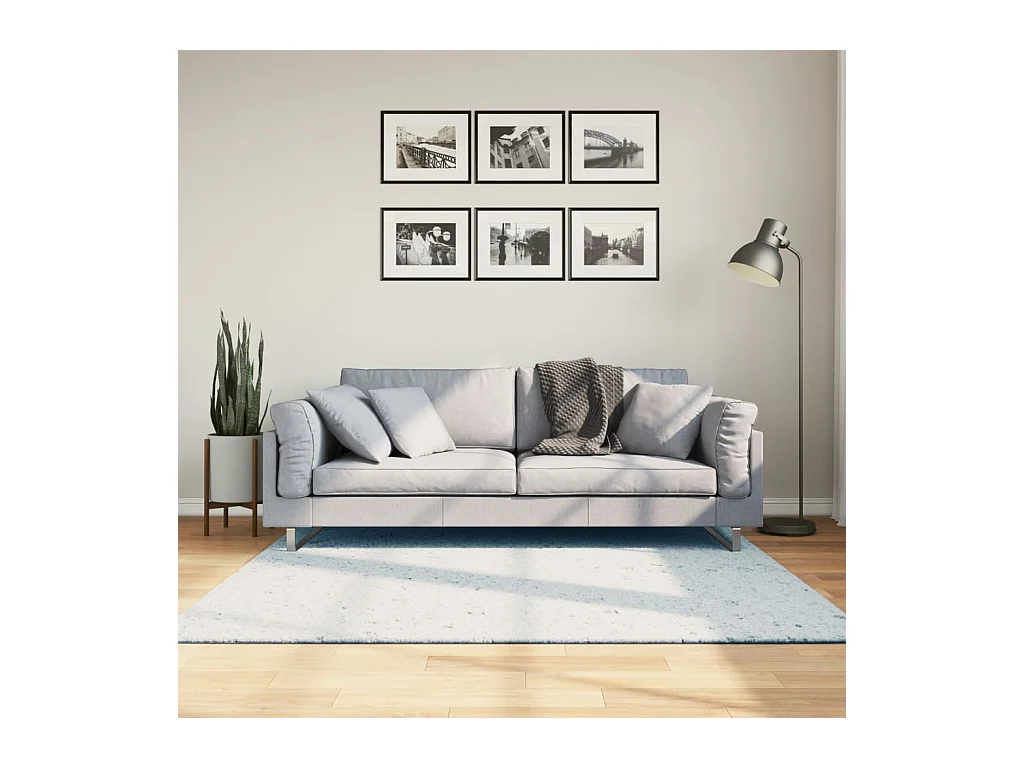 Tapis HUARTE à poils courts doux et lavable bleu 160x160 cm QBH86838