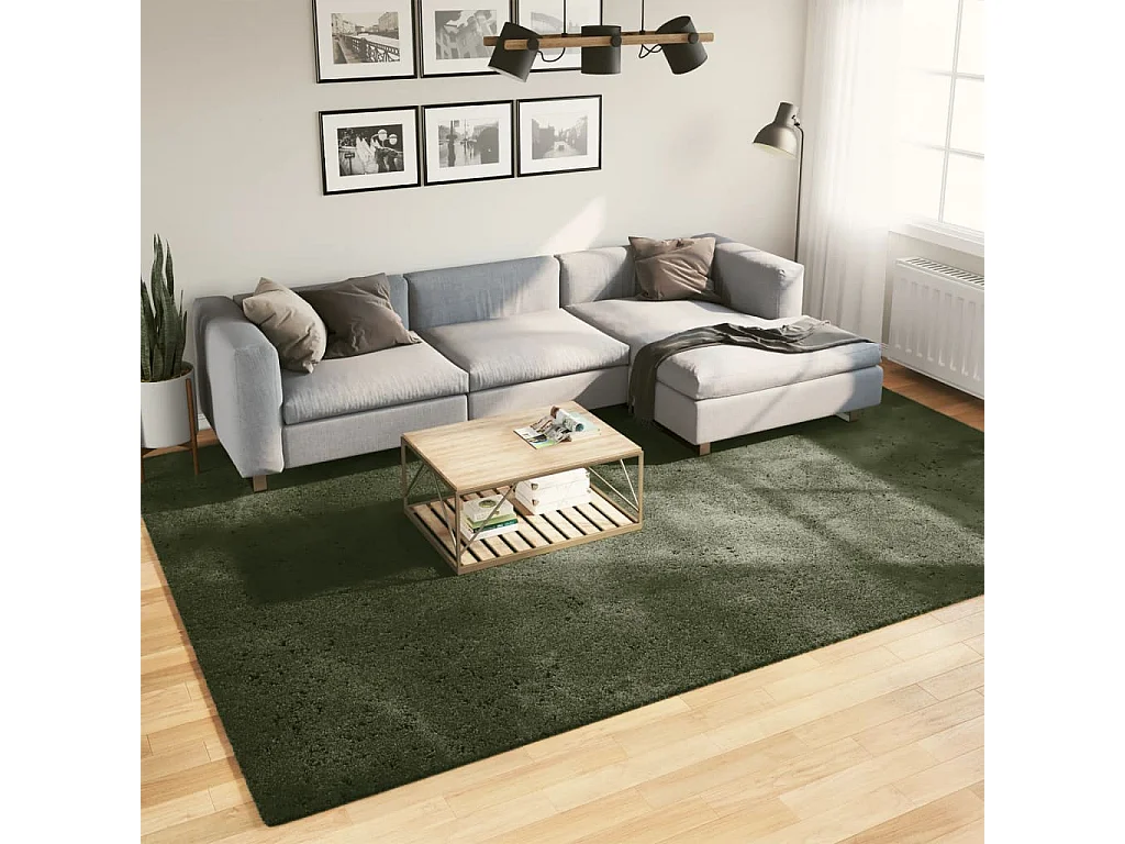 Tapis HUARTE à poils courts doux lavable vert forêt 240x340 cm QBH30728