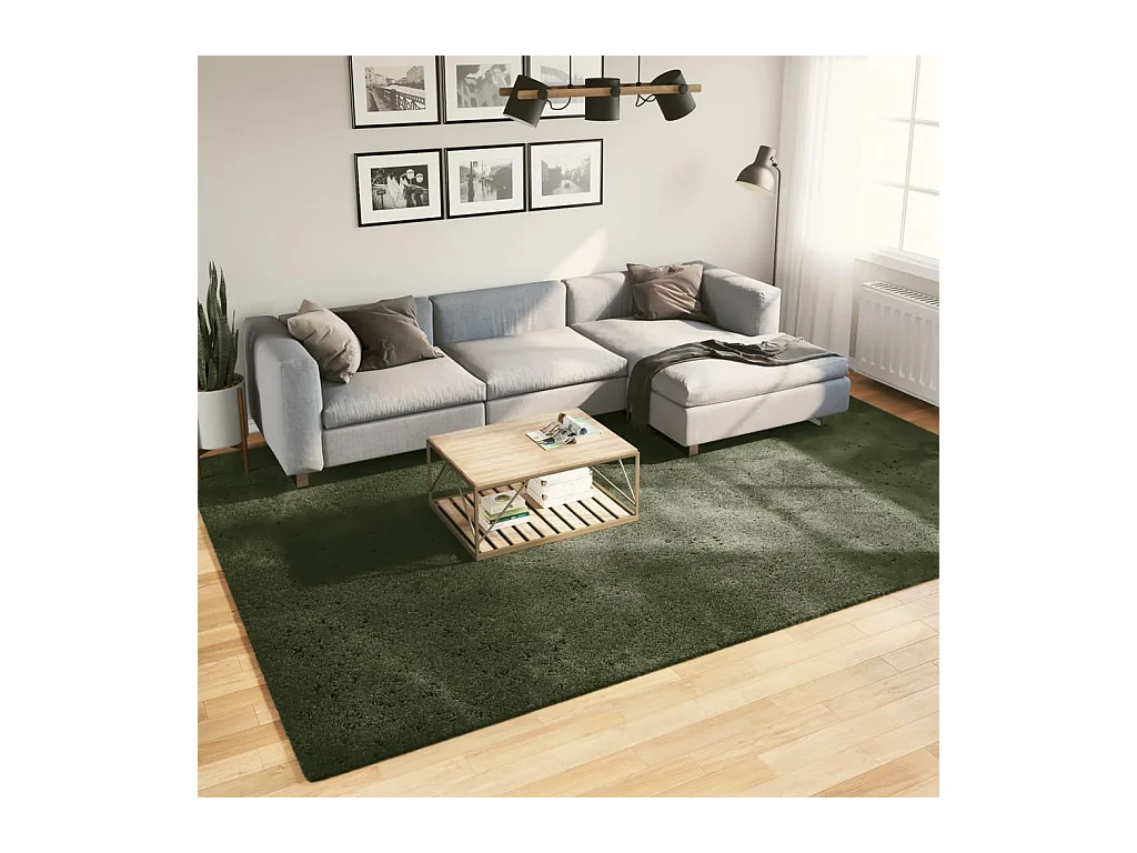 Tapis HUARTE à poils courts doux lavable vert forêt 240x340 cm QBH30728