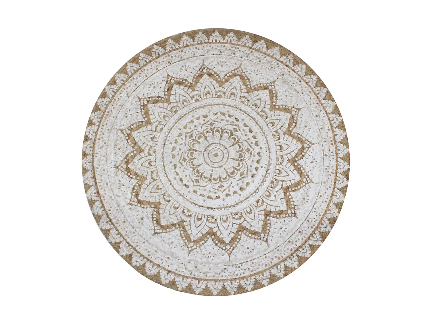 Tapis Jute tressé imprimé 90 cm rond QBH78025