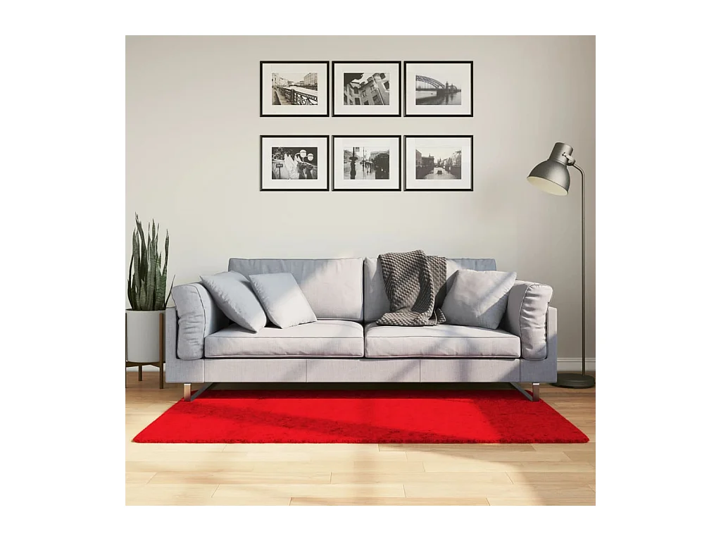 Tapis HUARTE à poils courts doux et lavable rouge 80x150 cm QBH27892