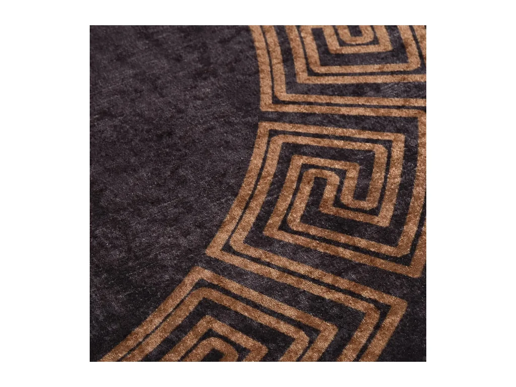 Alfombra lavable antideslizante negro y dorado Ø 200 cm ES56967