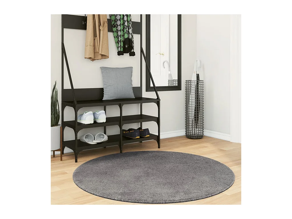 Tapis HUARTE à poils courts doux et lavable anthracite Ø 120 cm QBH14168