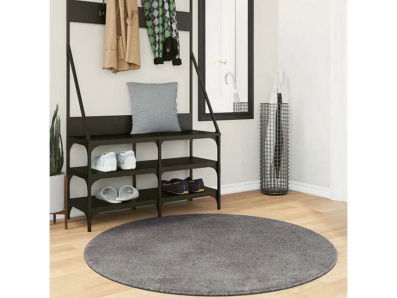 Tapis HUARTE à poils courts doux et lavable anthracite Ø 120 cm QBH14168