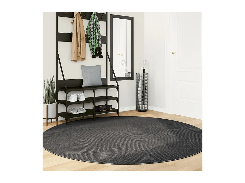 Tapis IZA poils courts style scandinave anthracite Ø 200 cm QBH57626