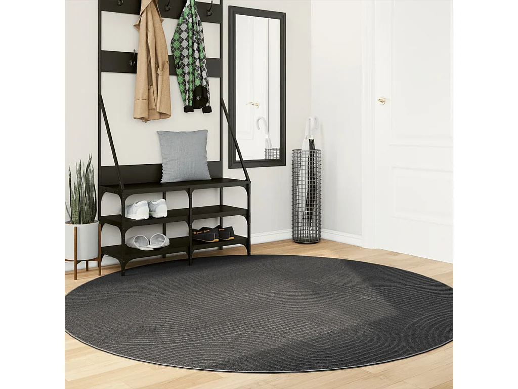 Tapis IZA poils courts style scandinave anthracite Ø 200 cm QBH57626