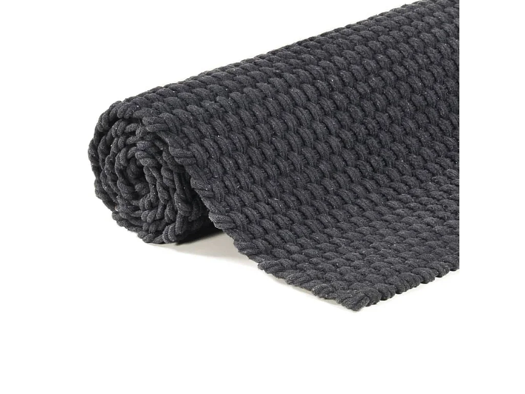 Vloerkleed rechthoekig 120x180 cm katoen antracietkleurig NL490304