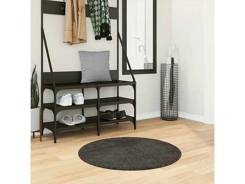 Tapis ISTAN à poils longs aspect brillant anthracite Ø 80 cm QBH54140