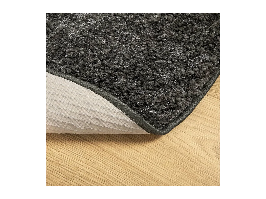 Vloerkleed ISTAN hoogpolig glanzend Ø 80 cm antracietkleurig NL566421
