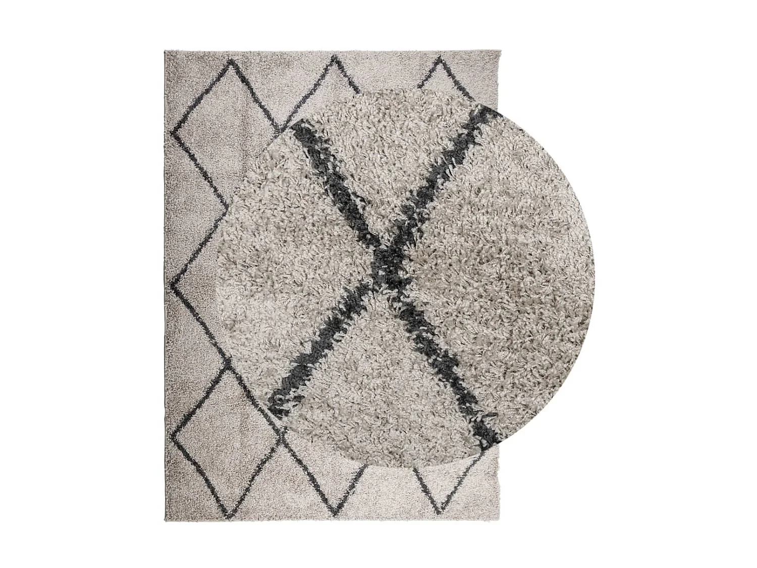 Tapis shaggy à poils longs moderne beige anthracite 200x280 cm QBH71766