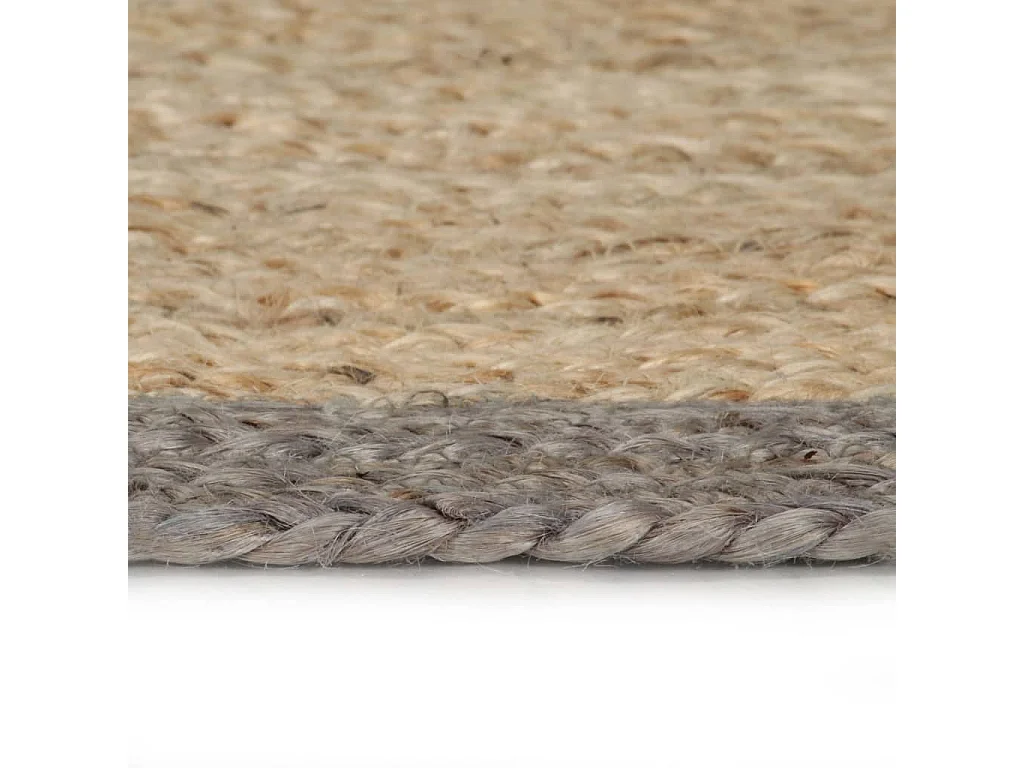 Alfombra hecha a mano de yute con borde gris 150 cm ES61338