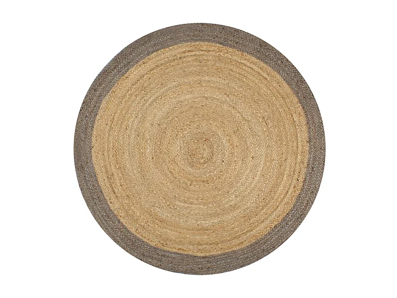 Tapis fait à la main Jute avec bord gris 150 cm QBH33309