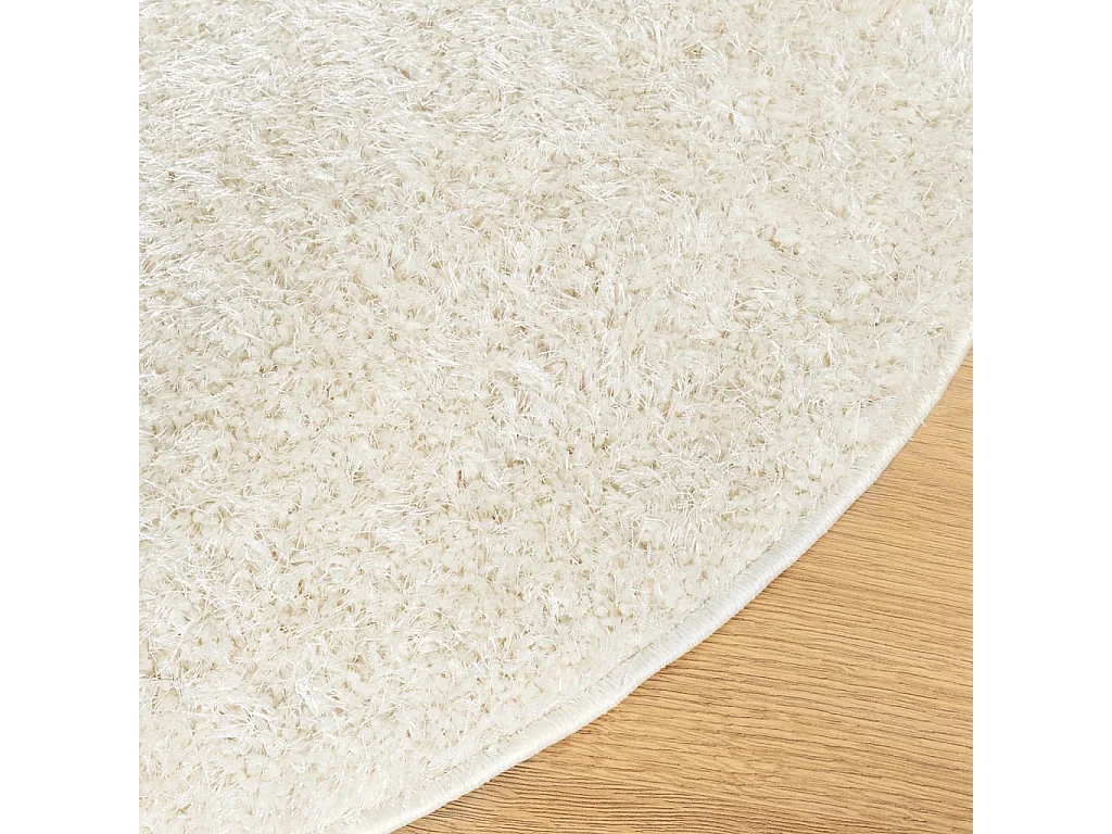 Tapis ISTAN à poils longs aspect brillant crème Ø 100 cm QBH40660