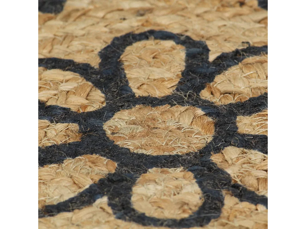 Tapis fait à la main Jute avec imprimé bleu foncé 90 cm QBH21378