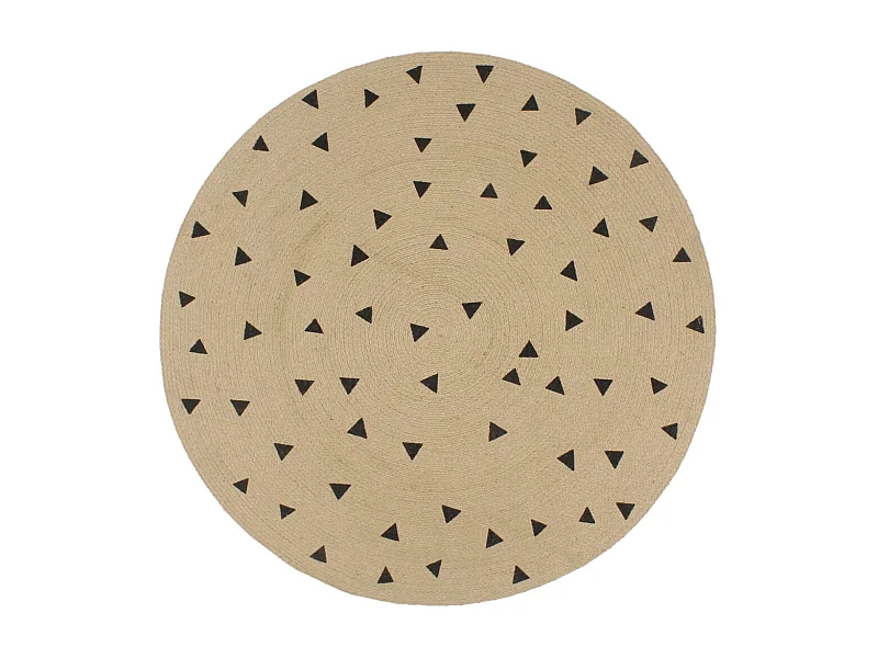 Tapete artesanal em juta com impressão triângulos 150 cm PT873502