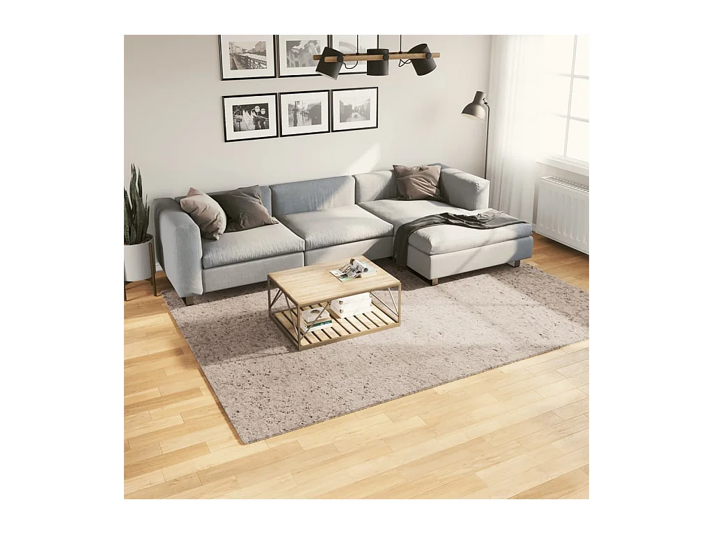 Tapis shaggy à poils longs moderne beige 200x280 cm QBH10860