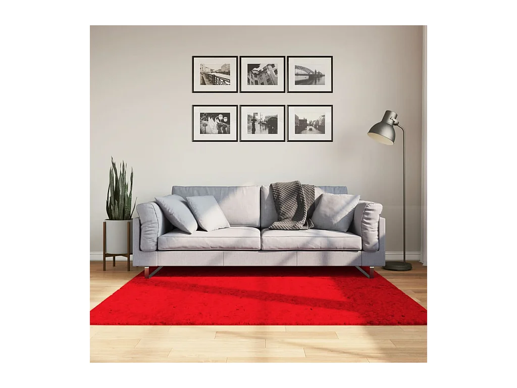 Tapete pelo curto macio e lavável HUARTE 160x160 cm vermelho PT718208