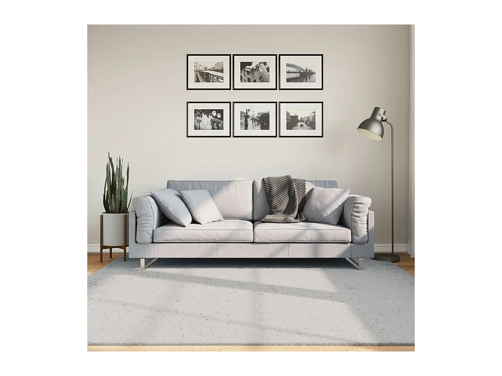 Tapis HUARTE à poils courts doux et lavable gris 200x200 cm QBH24398