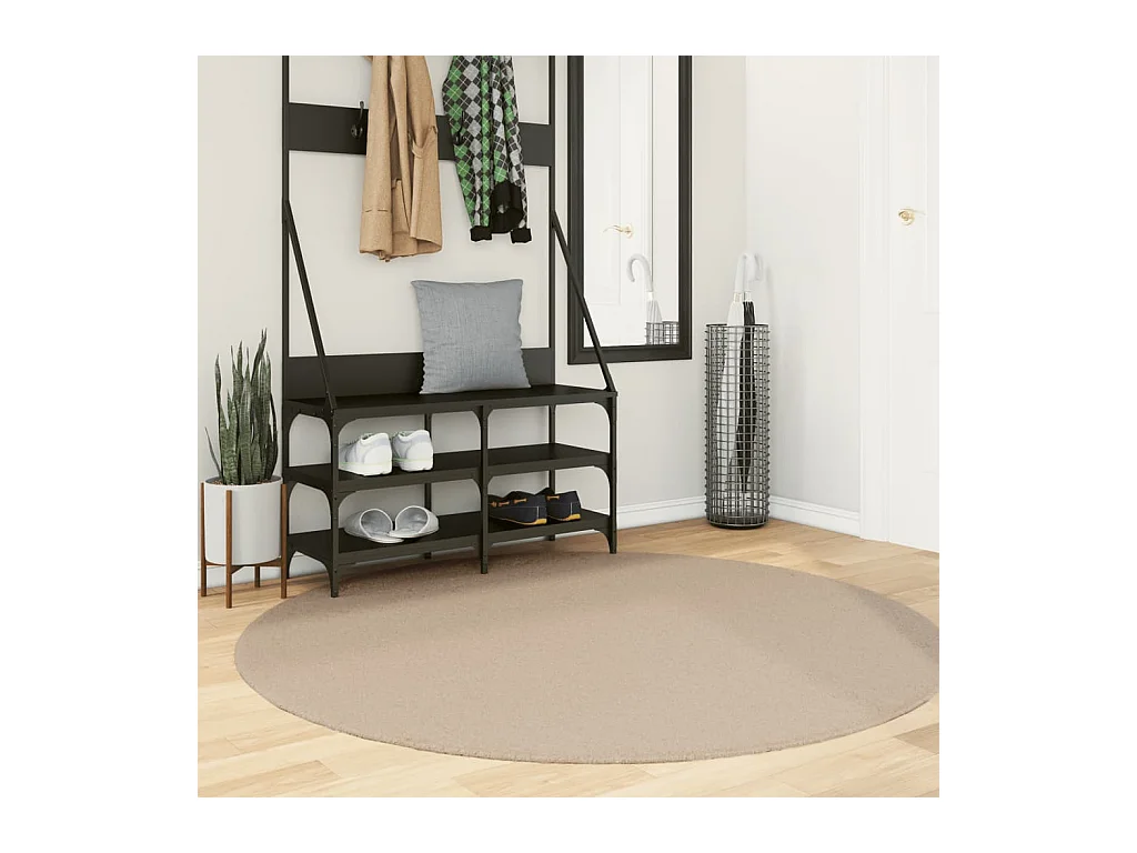 Tapis HUARTE à poils courts doux et lavable sable Ø 160 cm QBH22246