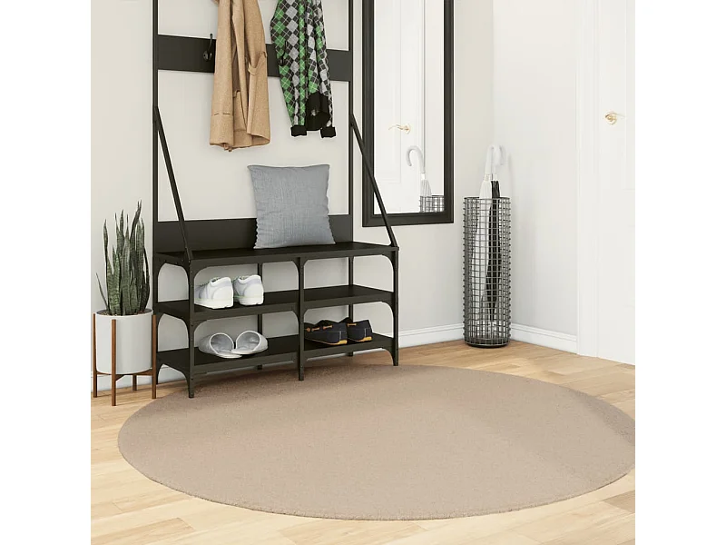 Tapis HUARTE à poils courts doux et lavable sable Ø 160 cm QBH22246