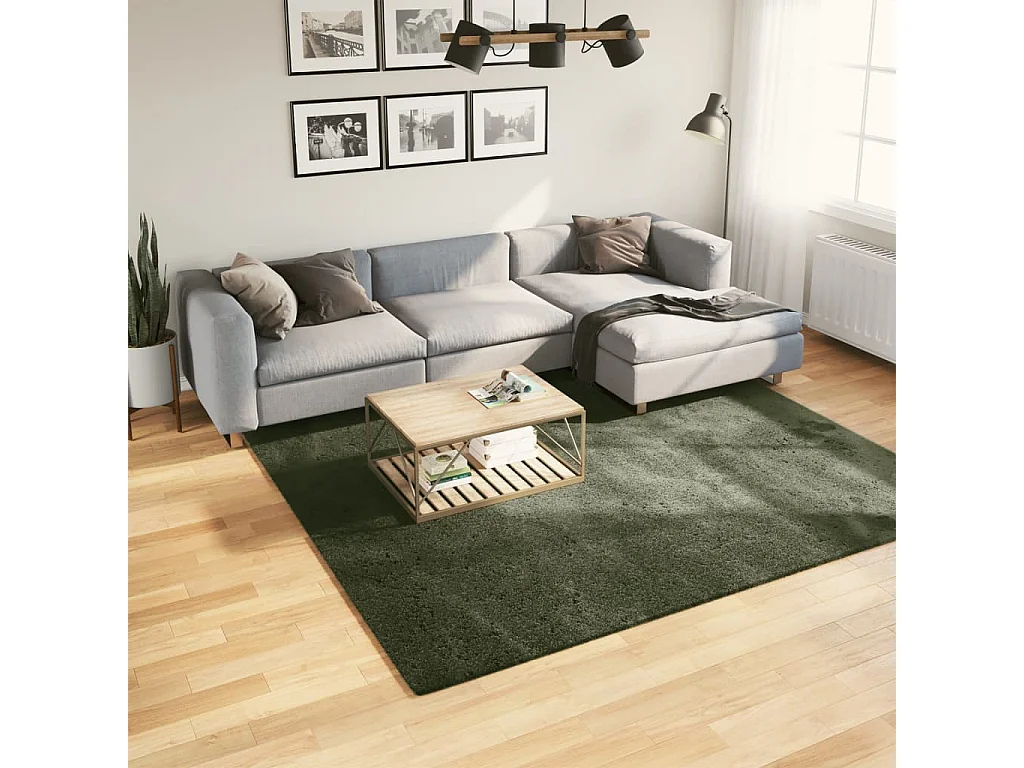 Tapis HUARTE à poils courts doux lavable vert forêt 240x240 cm QBH59586