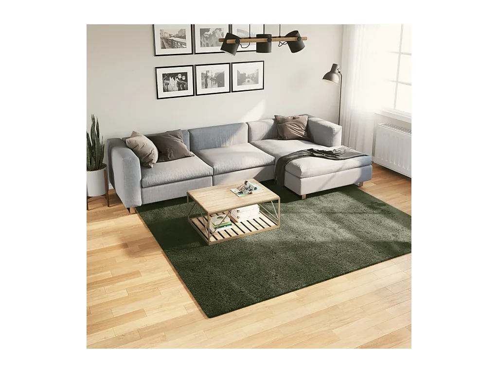 Tapis HUARTE à poils courts doux lavable vert forêt 240x240 cm QBH59586