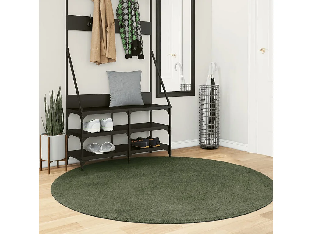 Tapis HUARTE à poils courts doux et lavable vert forêt Ø 160 cm QBH15896