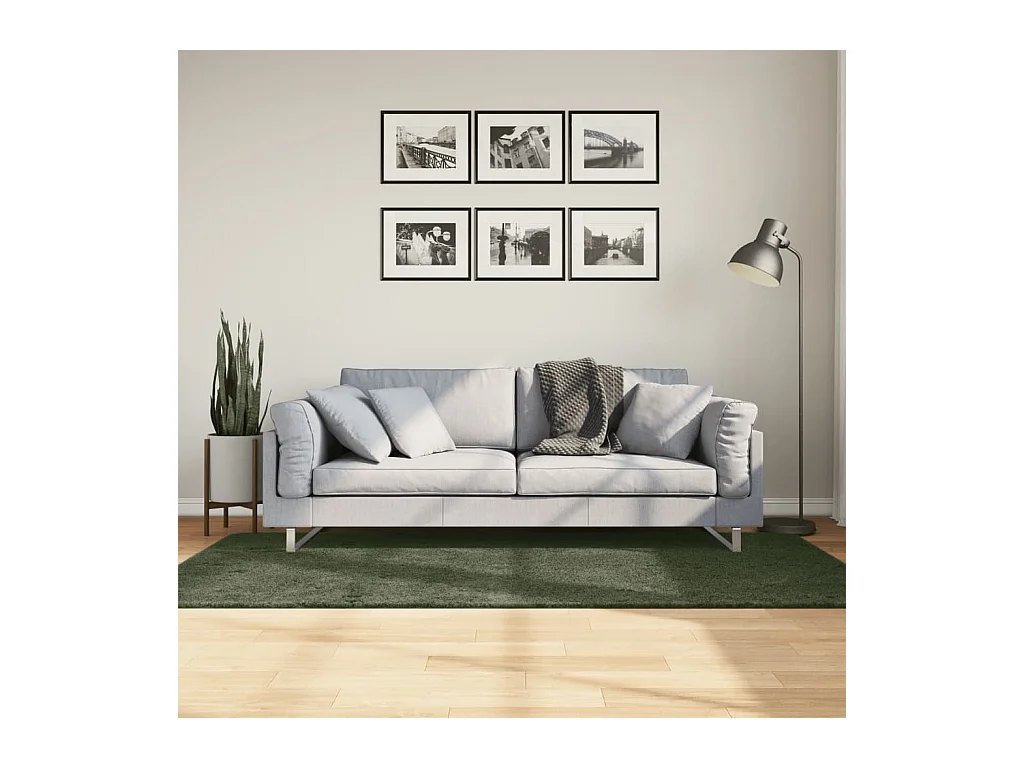 Tapis HUARTE à poils courts doux lavable vert forêt 100x200 cm QBH97171